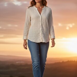 Soft Surroundings Ivory Button-Up Top